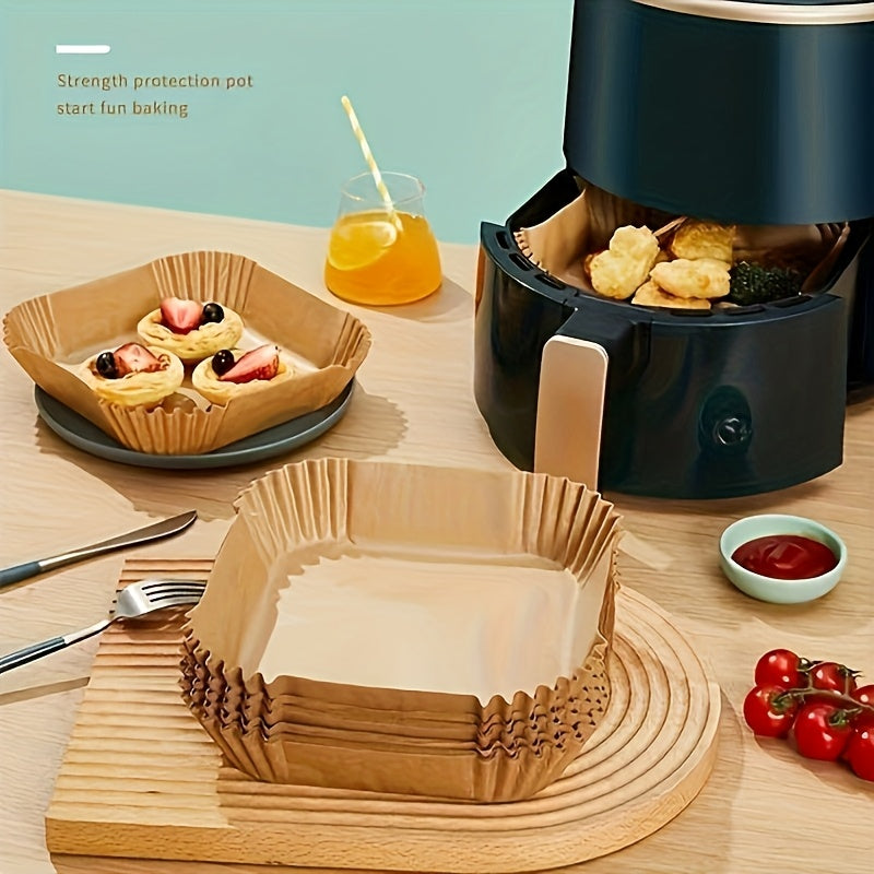 100-piece/50-piece thickened air fryer pad - suitable for ovens and microwaves, non-coated non-stick baking paper - heat-resistant for household and commercial use