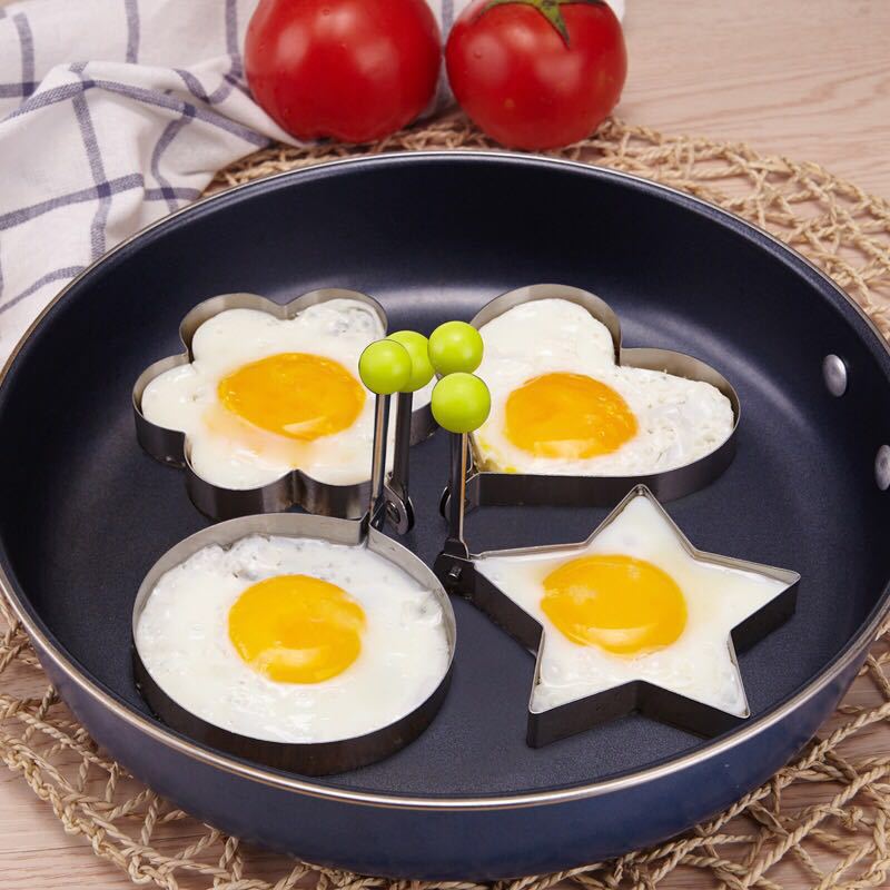 1/4pcs, egg mold, egg ring mold, fried egg mold, DIY fried egg mold, creative egg mold, cute egg mold, cooking egg ring mold, stainless steel ring mold, bread mold, kitchen accessories