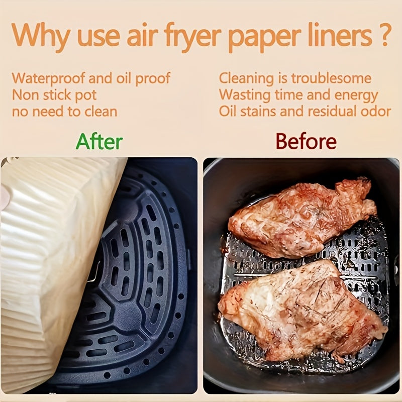 100-piece/50-piece thickened air fryer pad - suitable for ovens and microwaves, non-coated non-stick baking paper - heat-resistant for household and commercial use
