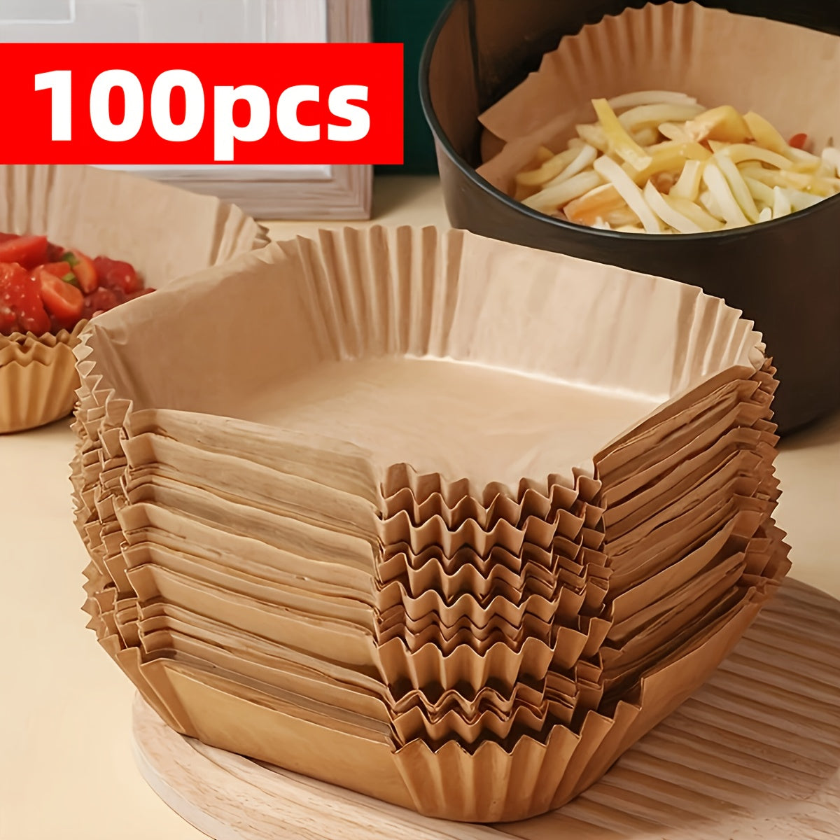 100-piece/50-piece thickened air fryer pad - suitable for ovens and microwaves, non-coated non-stick baking paper - heat-resistant for household and commercial use